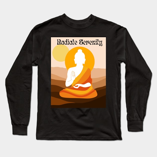 Radiate Serenity Long Sleeve T-Shirt by BhaktiCloudsApparel